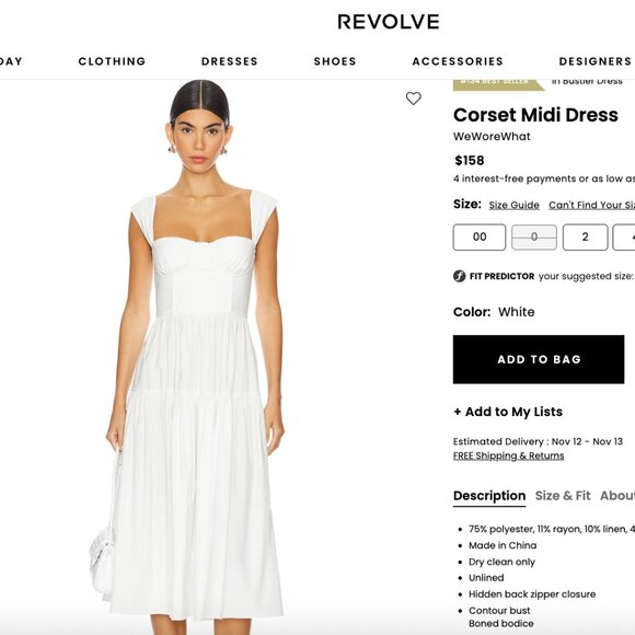 NWT We Wore What Corset Midi Dress, White, Size 4 ($158 Retail) - Picture 6 of 6